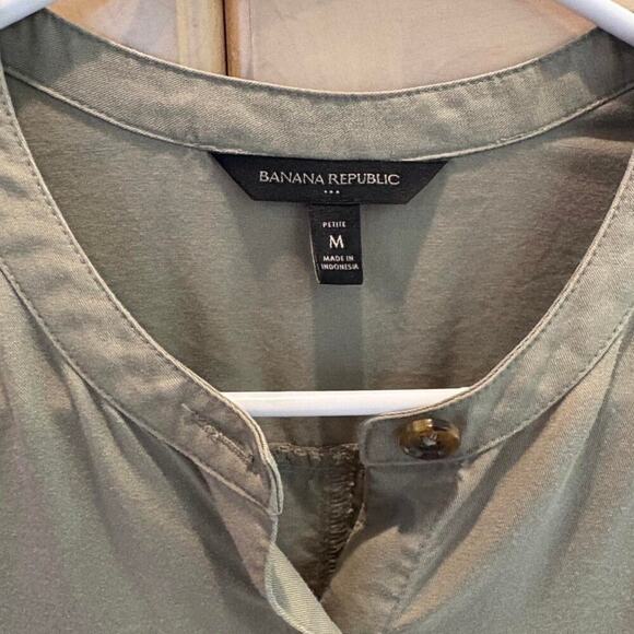 Banana Republic Safari Utility Dress Olive Button Front Modern Minimal Style MP - Picture 3 of 9